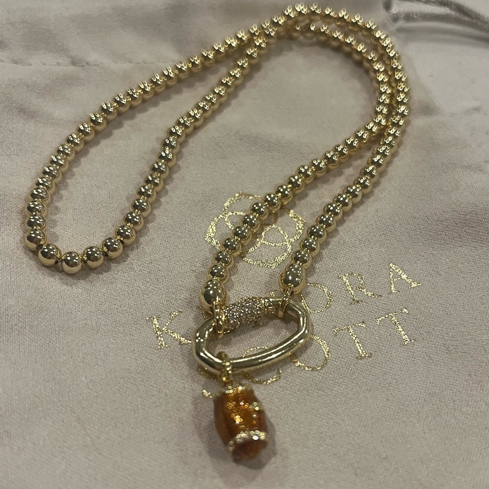 Kendra Scott Football Gold Metal Strand Necklace